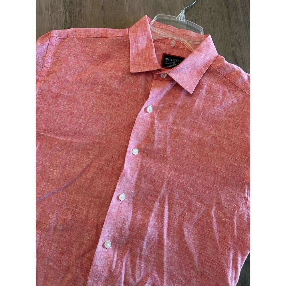 UNTUCKit Red 100% Linen Lightweight Long Sleeve Button Up Shirt Size S Men
